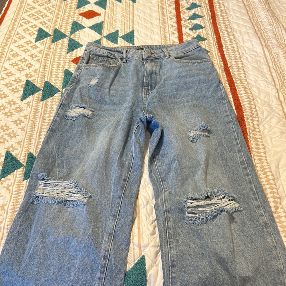 Shein Jeans Distressed White wash